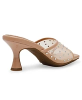 Anne Klein Women's Julie Square Toe Embellished Mule Dress Sandals