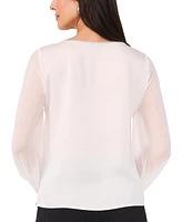 Vince Camuto Women's Rhinestone-Trim Sheer-Sleeve Top