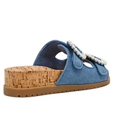 Anne Klein Women's Happy Double Band Embellished Buckle Footbed Sandals