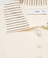Mango Women's Rhinestone Collar Knitted Polo Shirt
