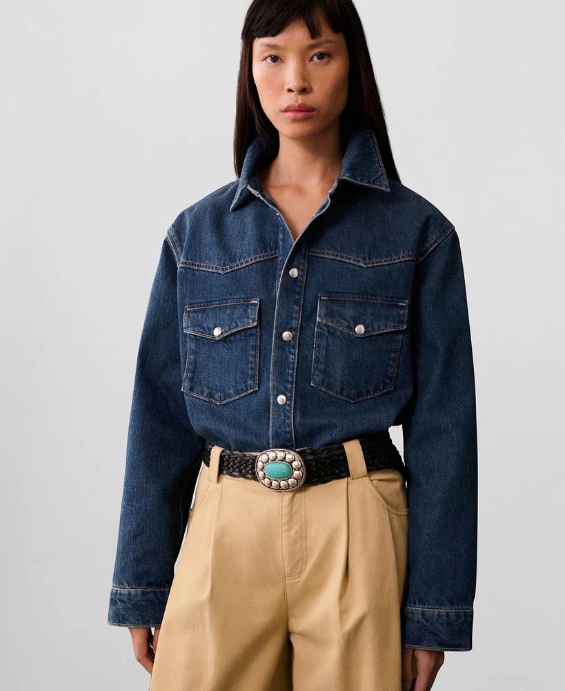 Mango Women's Oversized Denim Overshirt