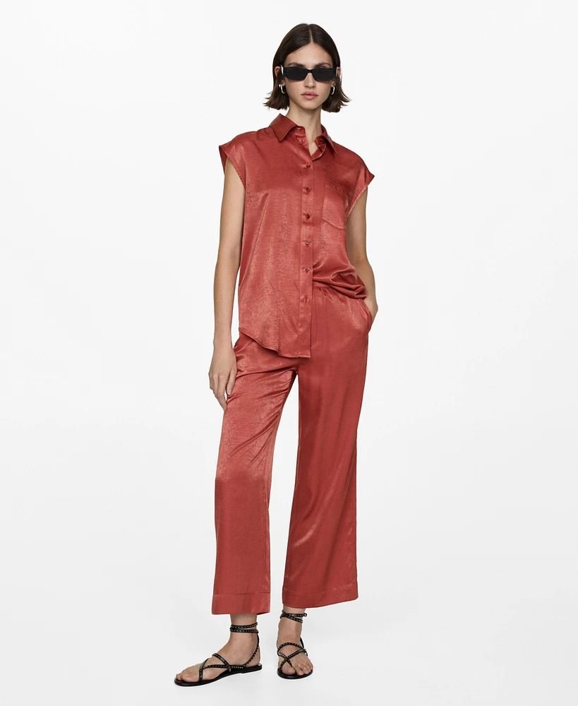 Mango Women's Satin Bow Shirt