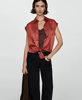 Mango Women's Satin Bow Shirt