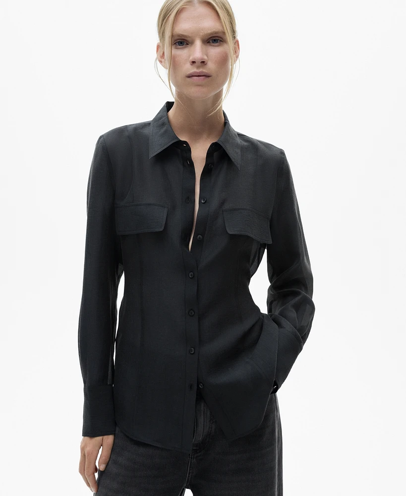 Mango Women's Bow Detail Lyocell Shirt