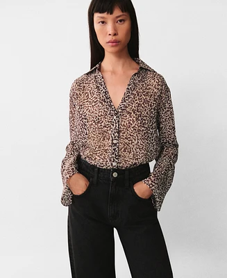 Mango Women's Fluid Leopard-Print Shirt