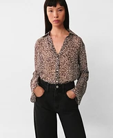 Mango Women's Fluid Leopard-Print Shirt