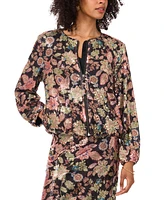 Vince Camuto Women's Floral-Print Sequined Zip Jacket