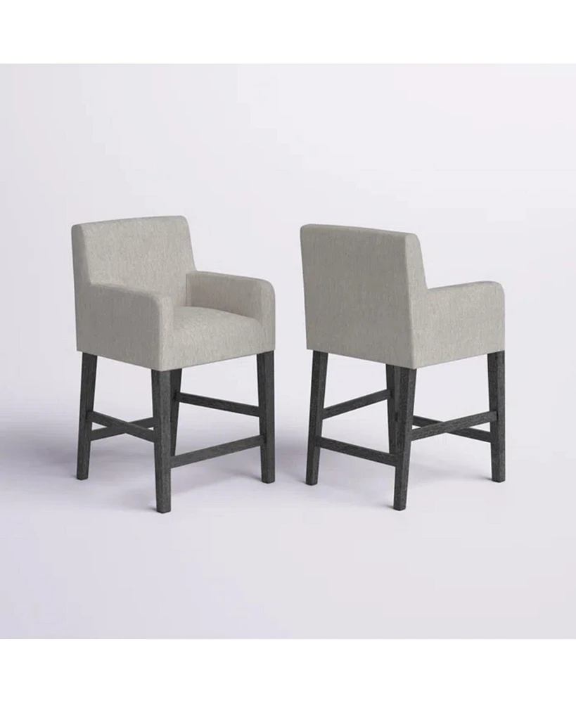 Set Of 2 Upholstered 26 Inch Counter Stool - Light Gray/Gray