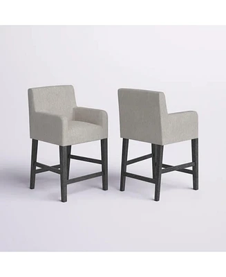 Set Of 2 Upholstered 26 Inch Counter Stool - Light Gray/Gray