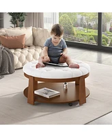 Simplie Fun Modern Large Round Ottoman Coffee Table 2