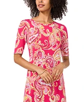 Vince Camuto Women's Printed Elbow-Sleeve Maxi Dress