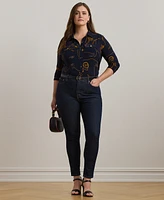 Lauren Ralph Plus Belting-Print Shirt