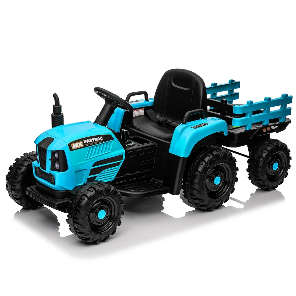 Streamdale Furniture Ride on Tractor with Trailer,24V 400W Powered Electric Tractor Toy w/Remote Control, electric car for kids