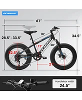 Simplie Fun 20 inch Fat Tire Bike Adult/Teen Full Shimano 7 Speed Mountain Bike, Dual Disc Brakes, High Carbon Steel Frame, Front Suspension, Mountain