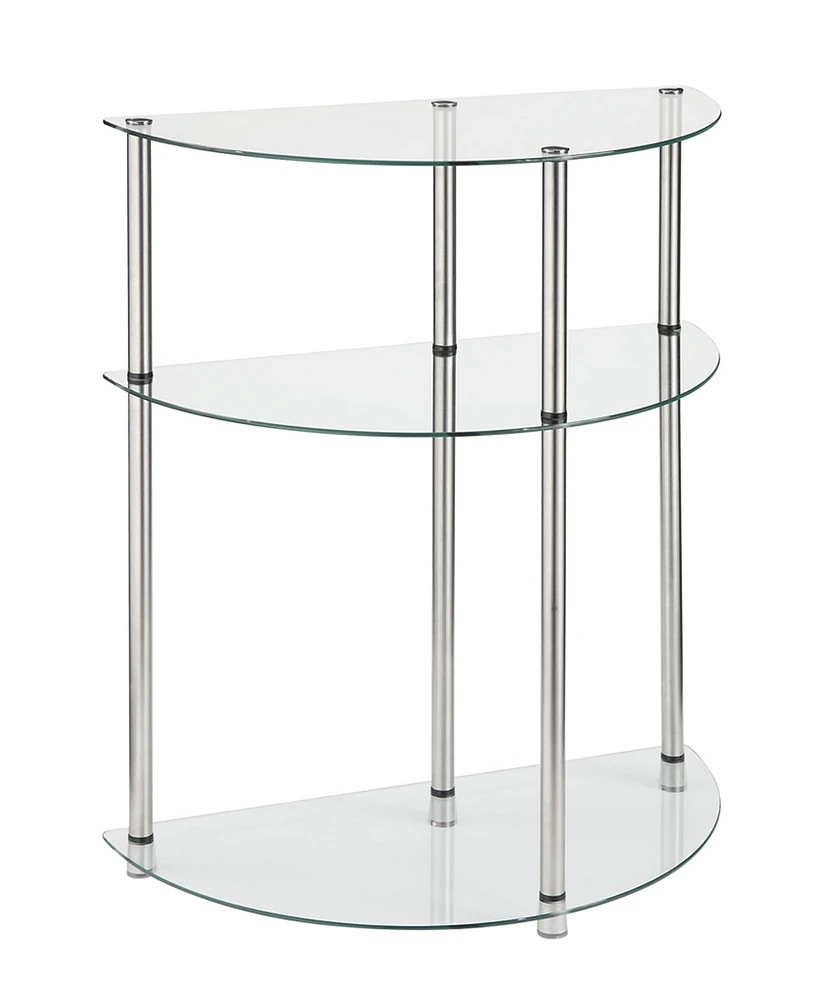 Designs2Go Classic Glass 3 Tier Half-Circle Entryway Hall Table