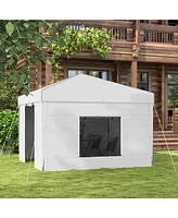 Streamdale Furniture 9.7' x 9.7' Pop Up Canopy with Sidewalls, Portable Canopy Tent with 2 Mesh Windows, Reflective Strips, Carry Bag for Events, Outd