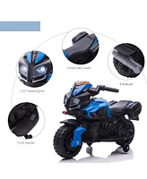 6V Electric Motorcycle for Kids, Dirt Bike, Battery-Powered Ride-On Toy Off-Road Street Bike with Pedal, Headlights, and Training Wheels, Blue