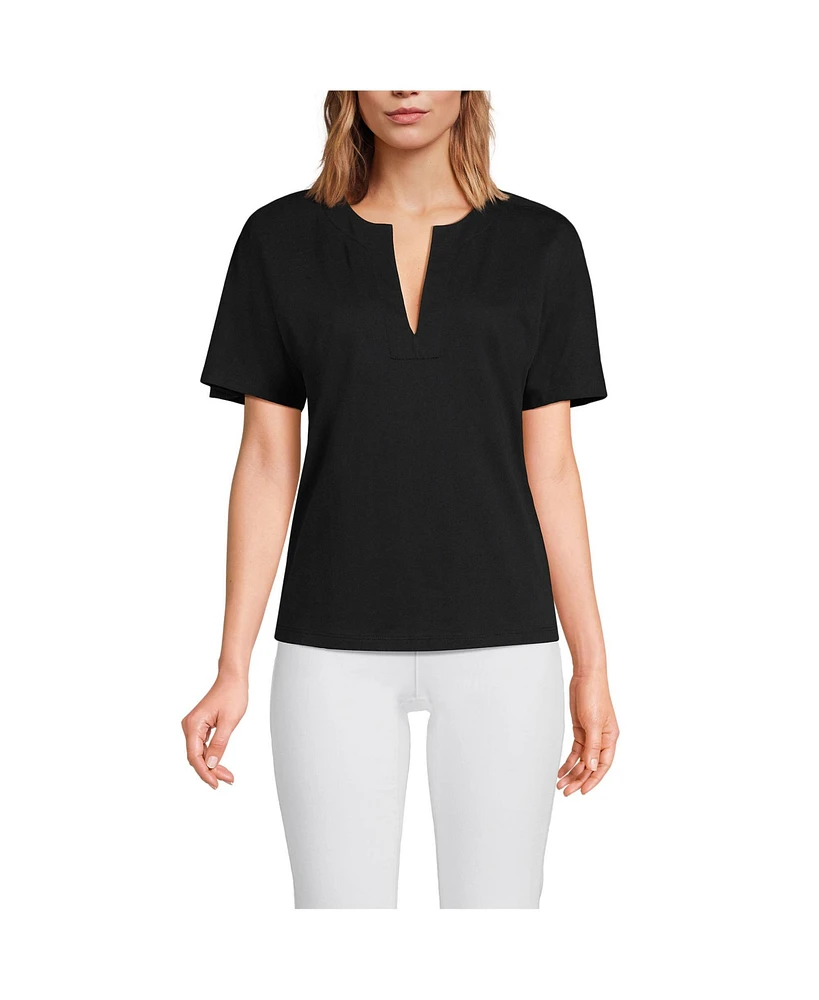 Lands' End Women's Supima Notch Neck T-shirt