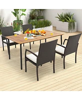 Costway 2PCS Patio Pe Wicker Dining Chairs with Soft Zippered Cushion Armchairs Backyard