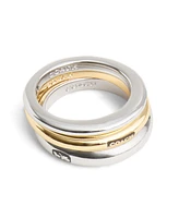 Coach Two-Tone Signature Hallmark Tubular Band Ring Set - Two