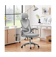 Yaheetech High Back Mesh Office Chair with 90° Flip-up Armrest, Adjustable Padded Headrest, Lumbar Support