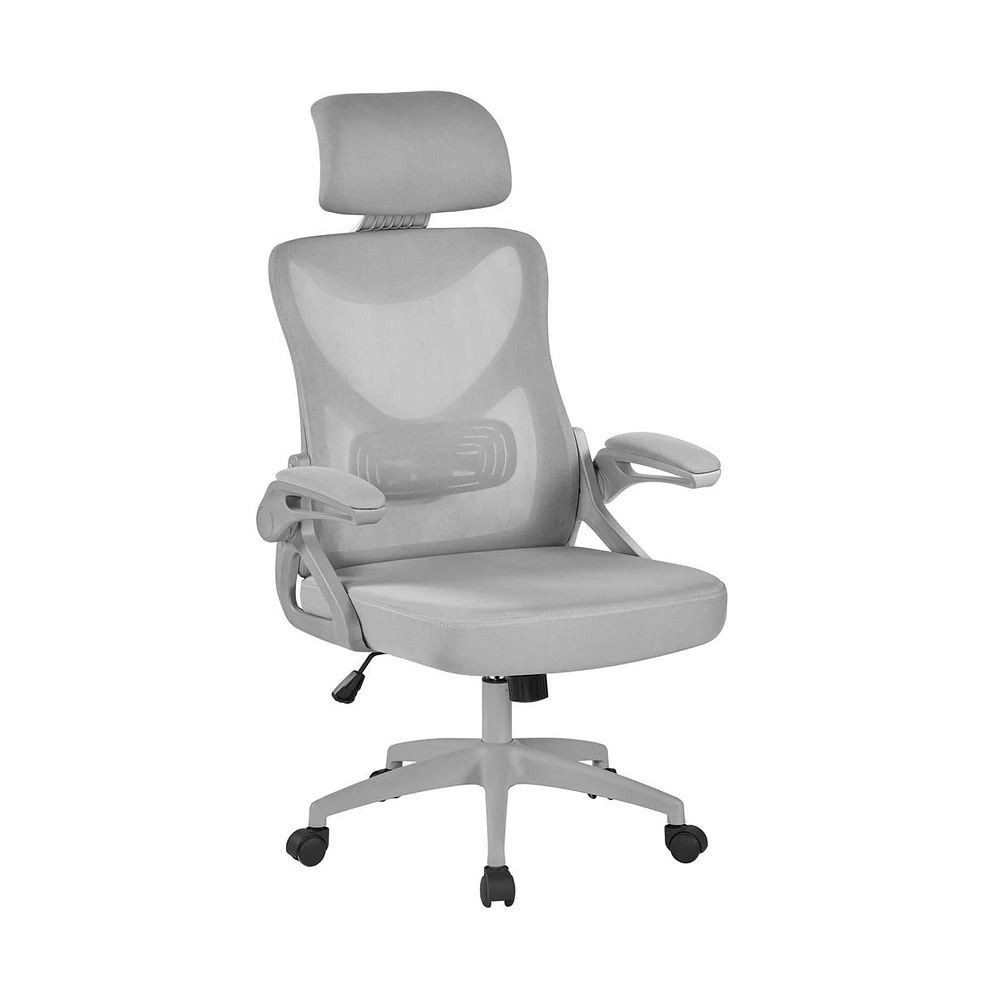 Yaheetech High Back Mesh Office Chair with 90° Flip-up Armrest, Adjustable Padded Headrest, Lumbar Support