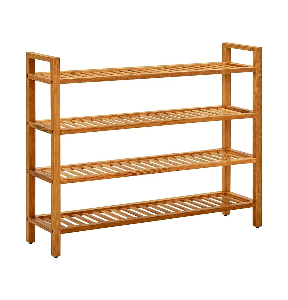 vidaXL Shoe Rack with 4 Shelves 39.4"x10.6"x31.5" Solid Oak Wood