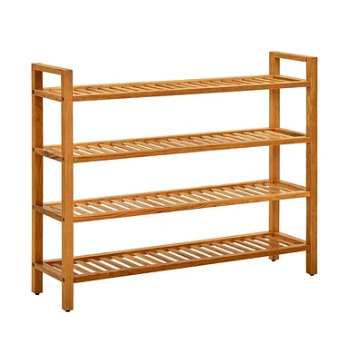 vidaXL Shoe Rack with 4 Shelves 39.4"x10.6"x31.5" Solid Oak Wood