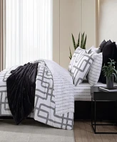 City Scene Mainline Microfiber Black & White 3 Piece Comforter Set-King