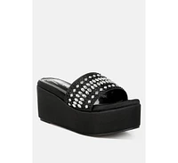 London Rag Batanga Diamante & Rhinestone Detail Stylish Flatforms