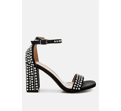 London Rag Klebba Pearls Embellished Satin Sandals