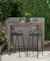 Modern Matte Black Iron Barstools With Mesh Seating (Set Of 2)