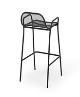 Simplie Fun Modern Matte Black Iron Barstools With Mesh Seating (Set Of 2)