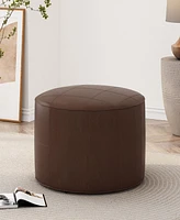 Streamdale Furniture Rustic Faux Leather Ottoman: Versatile Seating, Footrest, And Side Table