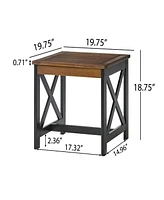 Simplie Fun Two-Toned Farmhouse End Table: Modern Style, Sturdy Acacia Wood