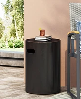 Modern Cylindrical Concrete End Table With Cutout Handle