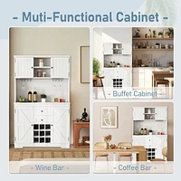 Coffee Bar Cabinet Kitchen Cabinet with Storage, Farmhouse Wine Cabinet with Drawers shelves and cabinets, Buffet Cabinet Wine & Glass Racks for Dinin