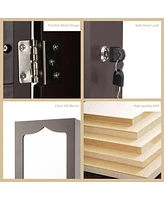 Sugift Door Hanging Mirror Jewelry Armoire with Full Length Mirror and 6 Drawers