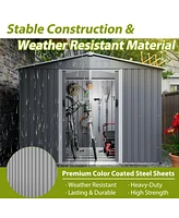 8x6 Ft Outdoor Tool Storage Shed with Metal Foundation & Lockable Doors, All Weather Metal Sheds for Garden, Patio, Backyard, Lawn, Gray