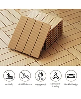 Plastic Composite Deck Tiles Set of 35pcs, Composite Decking Resist Rust, Water, Weather, Indoor&Outdoor, Easy to Diy & Maintain, Ideal for Patios, Ba