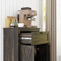 Farmhouse Barn Door Accent Cabinet, Kitchen Sideboard Storage Cabinet with Double Doors, Drawer, and Adjustable Shelf for Bedroom, Living Room