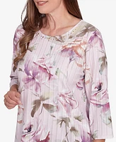 Alfred Dunner Petite Telluride Romantic Florals Textured Top