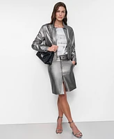 Dkny Women's Metallic Faux-Leather Moto Jacket