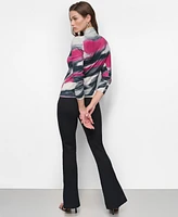 Dkny Women's Turtleneck Printed-Yarn Long-Sleeve Sweater