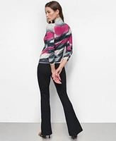 Dkny Womens Printed Turtleneck Sweater Flare Leg Pants