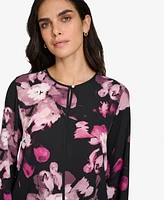 Calvin Klein Women's Petite Keyhole Long-Sleeve Blouse