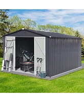 Simplie Fun Metal garden sheds 10ft 12ft outdoor storage sheds Dark-grey