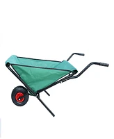 Simplie Fun Collapsible Wheelbarrow 176 lbs Folding Yard Garden Wheelbarrow Foldable Lightweight Gardening Heavy Duty Oxford Cloth Green Lawn Cart for