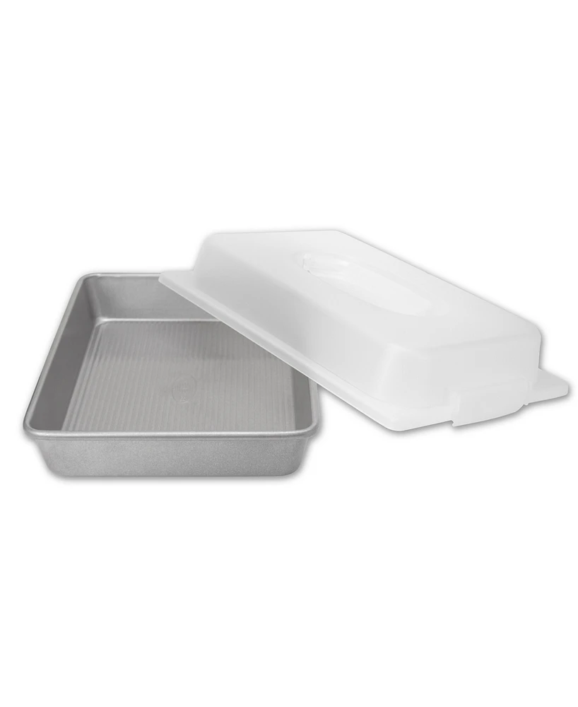 Usa Pan Non-Stick Aluminum Seamless 9" x 13" Rectangular Cake Pan and Lid Set