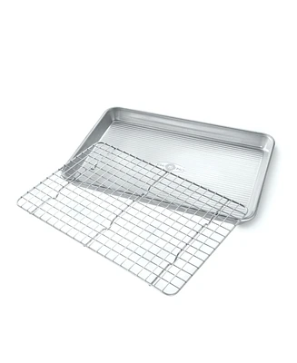 Usa Pan Non-Stick Aluminum 2 Piece Quarter Sheet Pan and Baking Rack Set